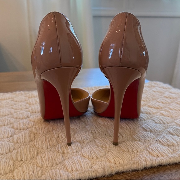 Christian Louboutin Iriza 100mm Nude Patent Leather Heels | Size 38 - Picture 4 of 11